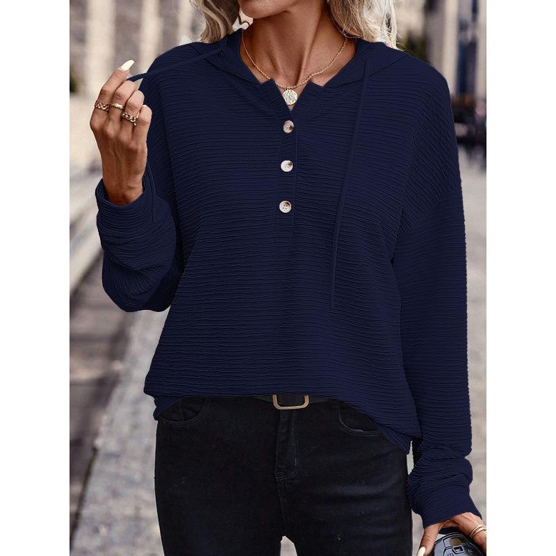 YYFS Women's Fashion Casual Spring Autumn Solid Color Print Long Sleeve Hooded Blouses & Shirts