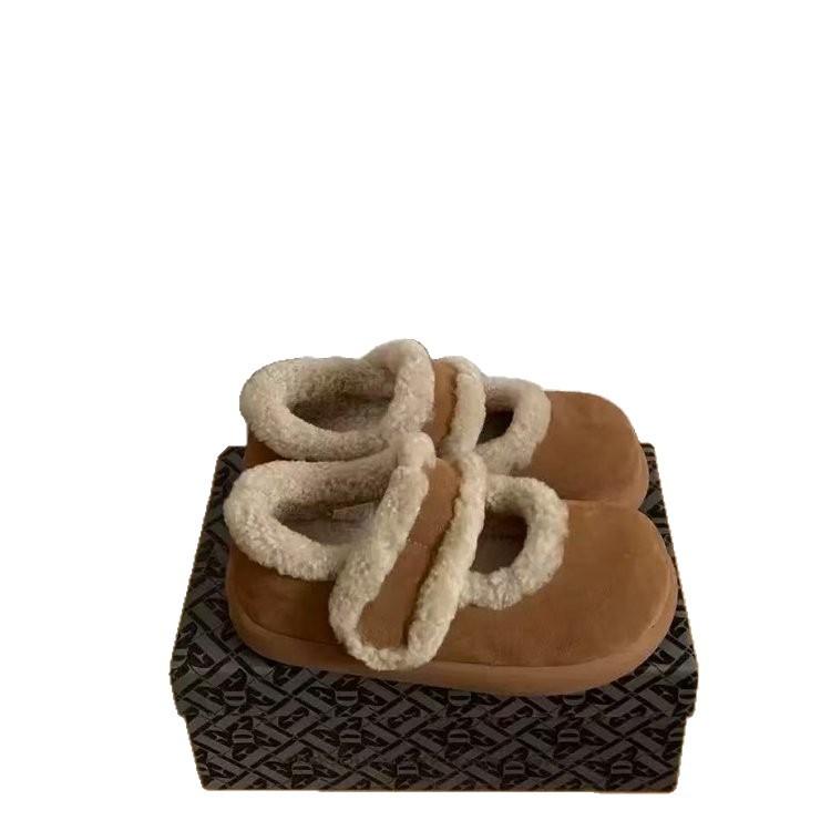 Winter 2025 New Sampo Lamb Fur Potatoes Mary Jane Comfortable Versatile Fur Integrated Snow Cotton Shoes
