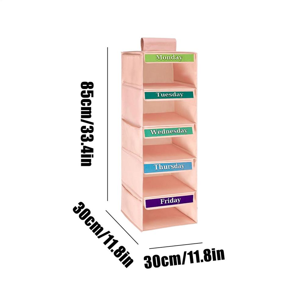 

Days Of The Week Clothes Organizer 5-Shelf Clothing Storage Hangable Clothes Organizer for Children s Room Home Closet Wardrobe розовый