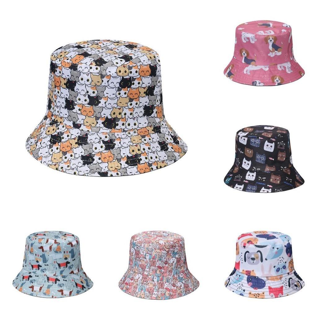 Trendy Pet Print Sun Hat For Women Fisherman Hat With Short Brim