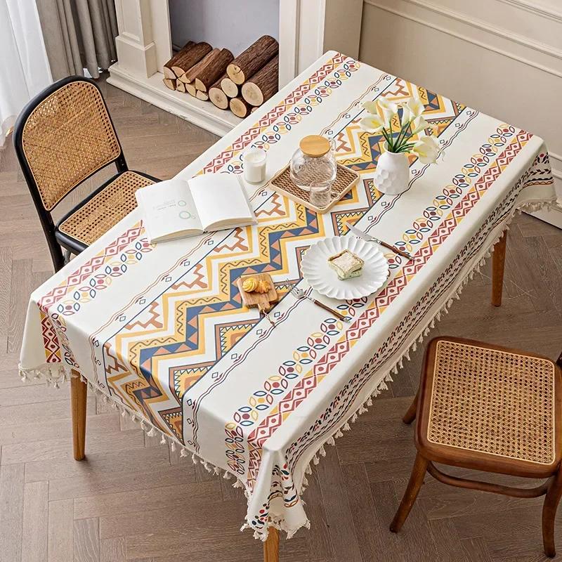 Bohemian Tassels Tablecloth Waterproof And Oil-Resistant Table Cloth Washable Tablecloth Tea Table Dining Table Decoration