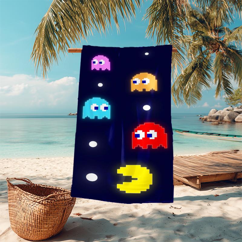 1Pc Pacman Classic Start Beach Towel Microfiber Beach Towel Thin Absorbent For Beach Swimming Yoga Bath Sports 091788