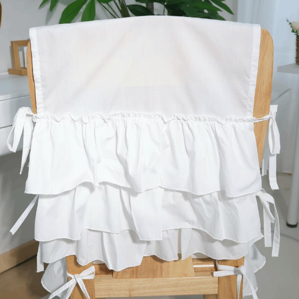 White Chair Backrest Cover Washable Dining Chair Back Decor French-Style Chair Cover Restaurant S-Chair Cover