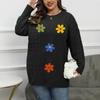 Women's Pullover Women's Round Neck Three-dimensional Embroidered Flower Splicing Bottoming Sweater Top