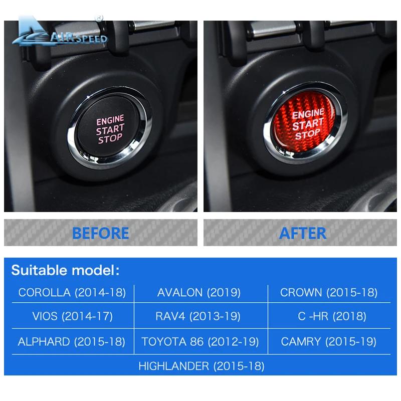 Carbon Fiber Engine Start Button Cover Sticker for Toyota 86 Corolla Avalon Crown Vios RAV4 C-HR Alphard Camry Highlander 2015-2023