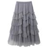 2024 Autumn/Winter Ruffle Mesh Layered A-line Fairy Dress for Women