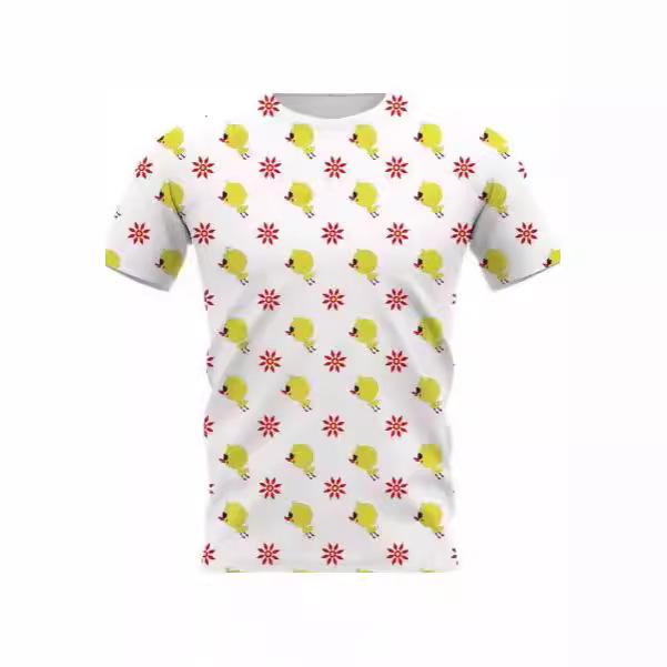 Cartoon yellow duck T-shirt 3D printing T-shirt men's and women's T-shirt short-sleeved street trend crew neck top Asian size