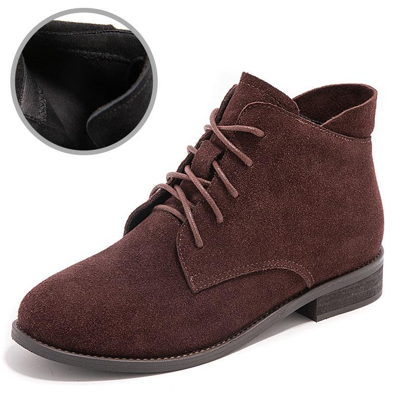 Fashion GKTINOO Women Chelsea Boots 2025 Autumn Winter New Genuine Leather Fashion Casual Shoes Women Cow Suede Lace-up Ankle Boots
