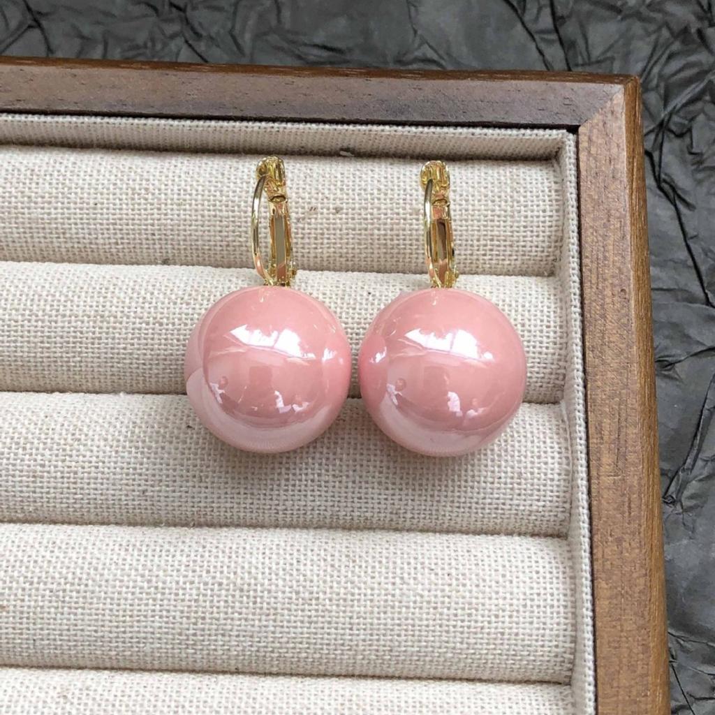 Damen Hong Kong Stil Vintage Rosa Perlen Hakenohrringe, Nische Einzigartiger Leichter Luxus Hochwertiger Ohrschmuck