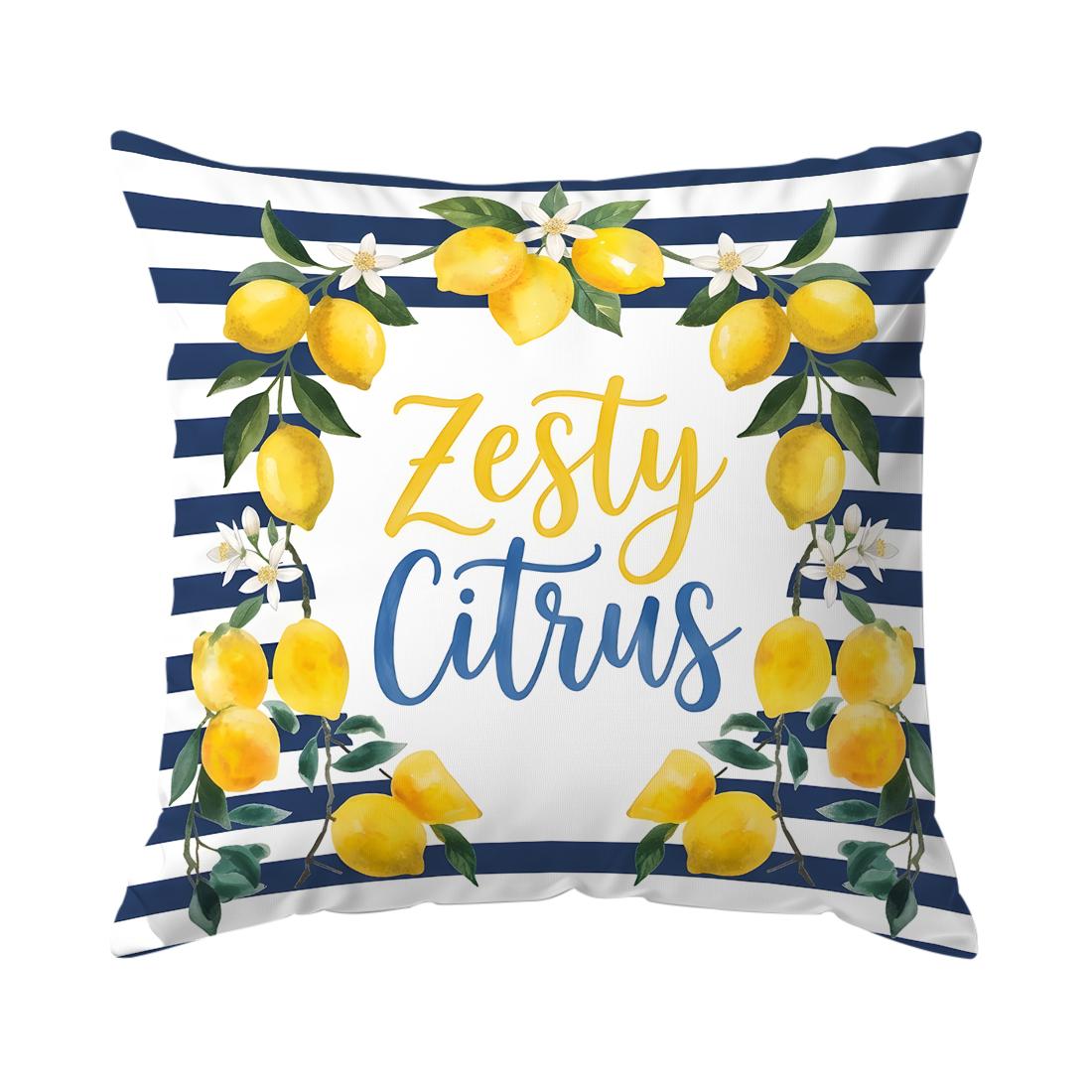 1/4 pièces Coussins Motif Citron Frais Housse de Coussin Housse de Coussin en Polyester Coussin d'Appoint Housse de Coussin Décoration Maison Voiture Canapé 45x45cm