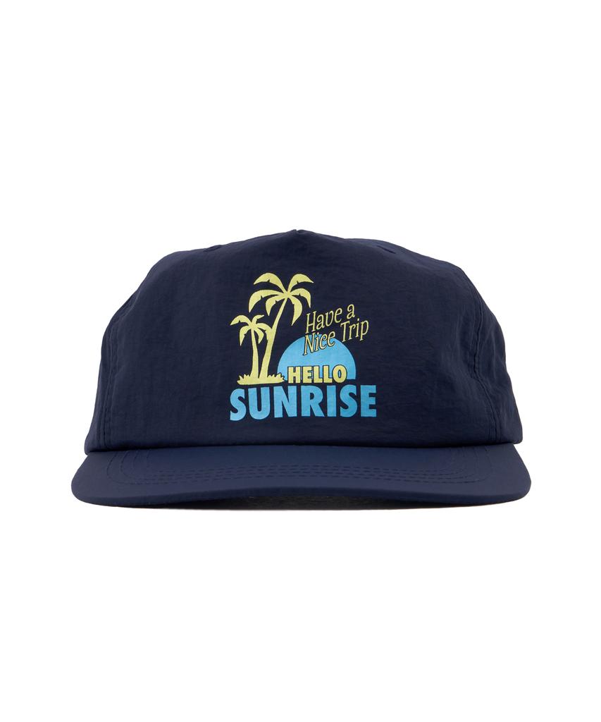 HELLO SUNRISE 90S Palm Tree Relaxed Fit 5Panel Cap_Navy