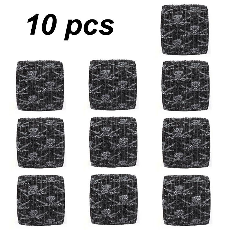 Black Skull Print Self-Adhesive Bandage 5Cm Wide Knee Ankle Support Tattoo Wrap Sports Injury Protection Elastic