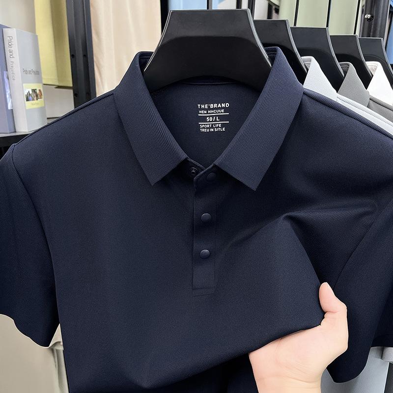 Summerpolo Ice Lapel Collar Breathable Short Sleeve Loose Fitt Versatile M тёмно-синий