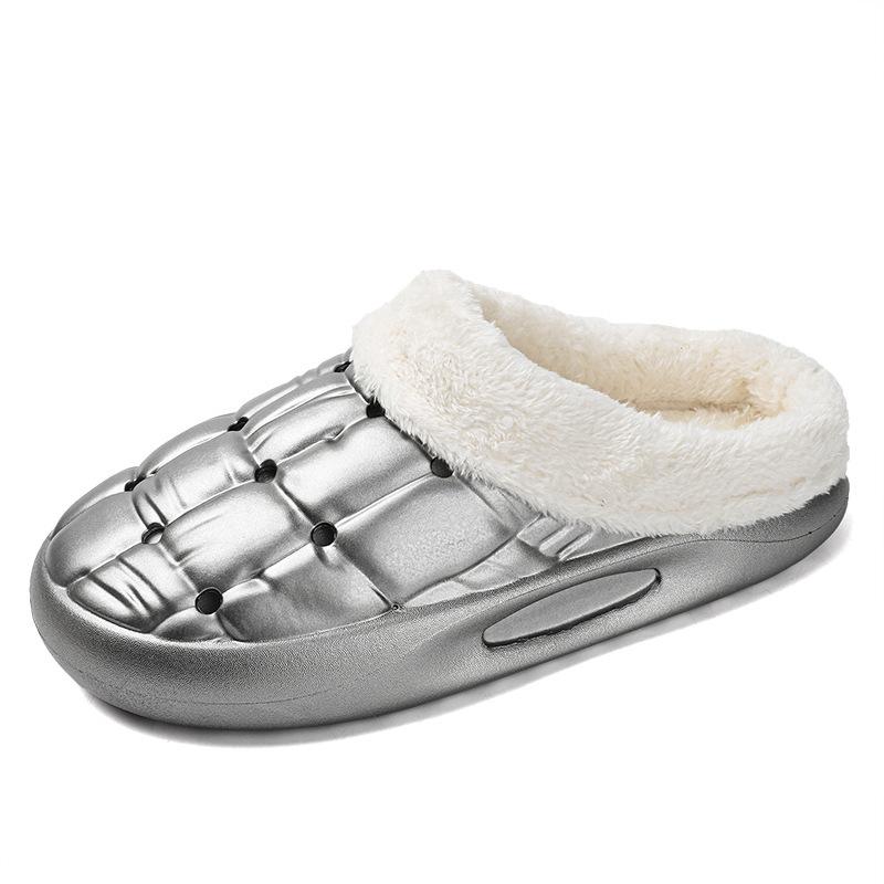 

Хлопковые тапочки мужские и женские новые зимние бархатные утолщенные теплые домашние хлопковые тапочки для пары хлопковых туфель 36-37 серебряный