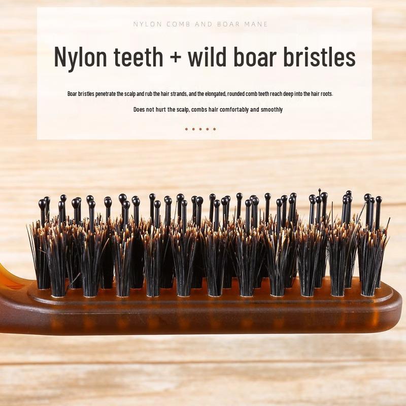 Kompakter klappbarer Wildschweinborstenkamm für Make-up, Hairstyling und Haarvolumen