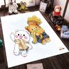 Cartoon Winter-Themed Carpet with Cute Bears In Scarves and Snowflake Background. Suitable for Use As an Anti-slip1 For1room and Bedroom Sofas