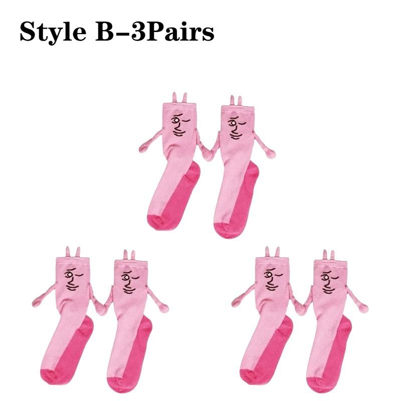 1-5Pairs Pink Bunny Magnetic Couple Socks Thin Mid Calf AutumnWinter Cute Hand Holding Anime Maternity WomenWarm Cozy Socks Gift