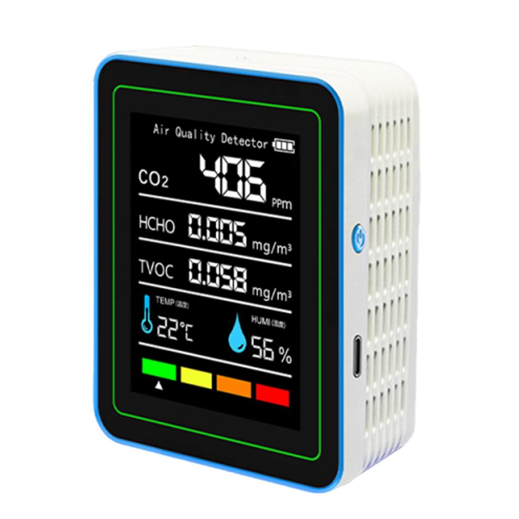 5-in-1 Indoor Air Quality Monitor USB Charging Air Quality Tester with Temperature Humidity TVOC Display for Home Office