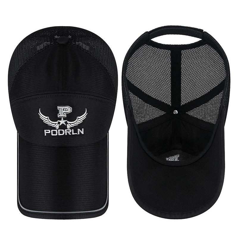 Casquette de baseball d'été pour homme à bande réfléchissante et à longue visière, pour l'extérieur, l'alpinisme, pare-soleil, protection solaire, pêche, maille respirante