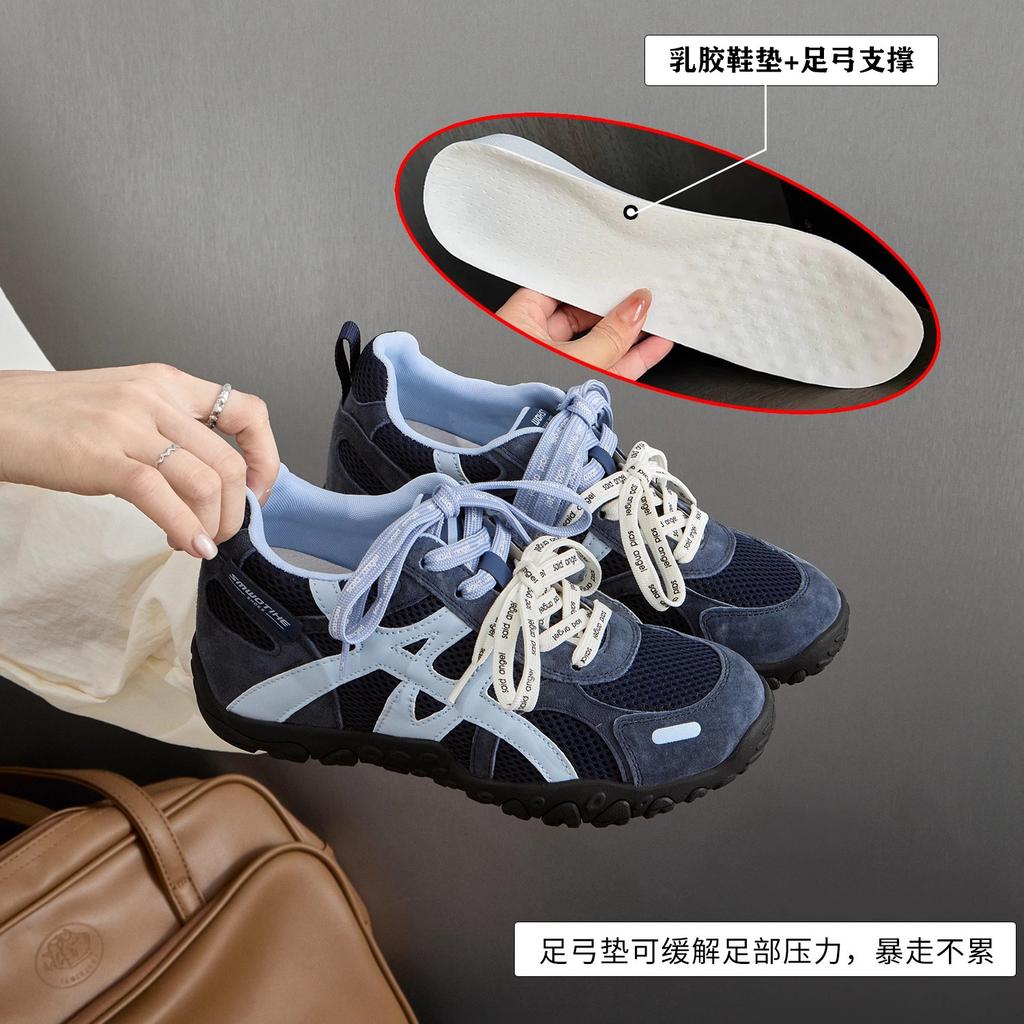 7CM Inner Height Increase German Training Shoes Women's Shoes 2025 Autumn New Mesh Thick-soled Breathable Casual Sports Shoes Forrest Gump Shoes