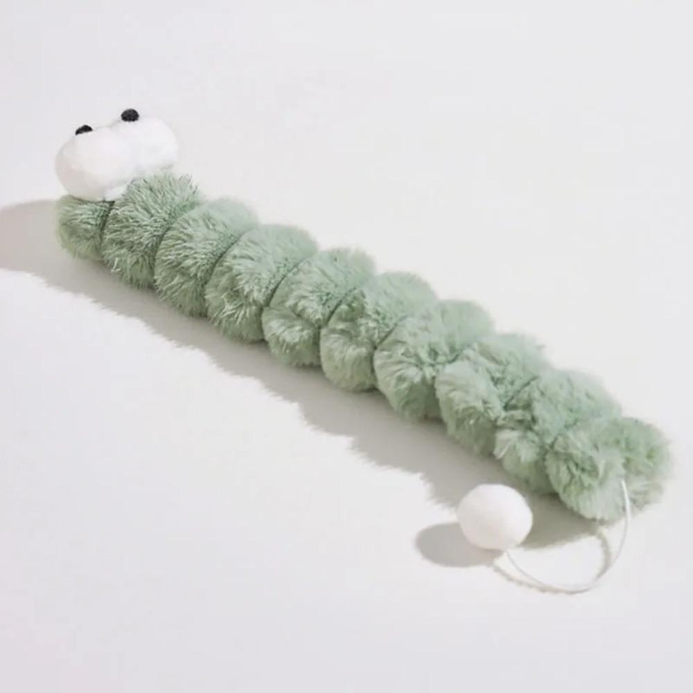 Bite-Proof Interactive Cuddle Toy Caterpillar Cat Teaser Stick  Self-Entertainment зелёный