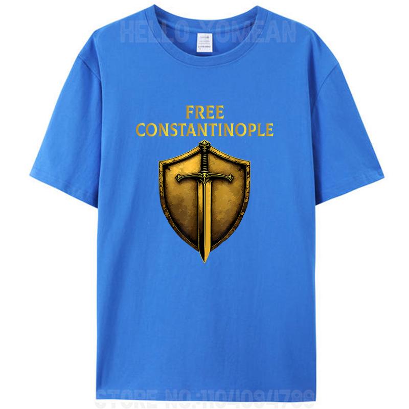 Kostenloses Konstantinopel Meme Schild und Schwert Retro Unisex T-Shirt Baumwolle Lässig Streetwear Mode Grafik Kurzarm T-Shirts Oberteile