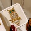 1 piece of elegant golden owl brooch with shiny crystals-fashionable accessories, suitable for jackets, dresses and DIY crafts, owl jewelry