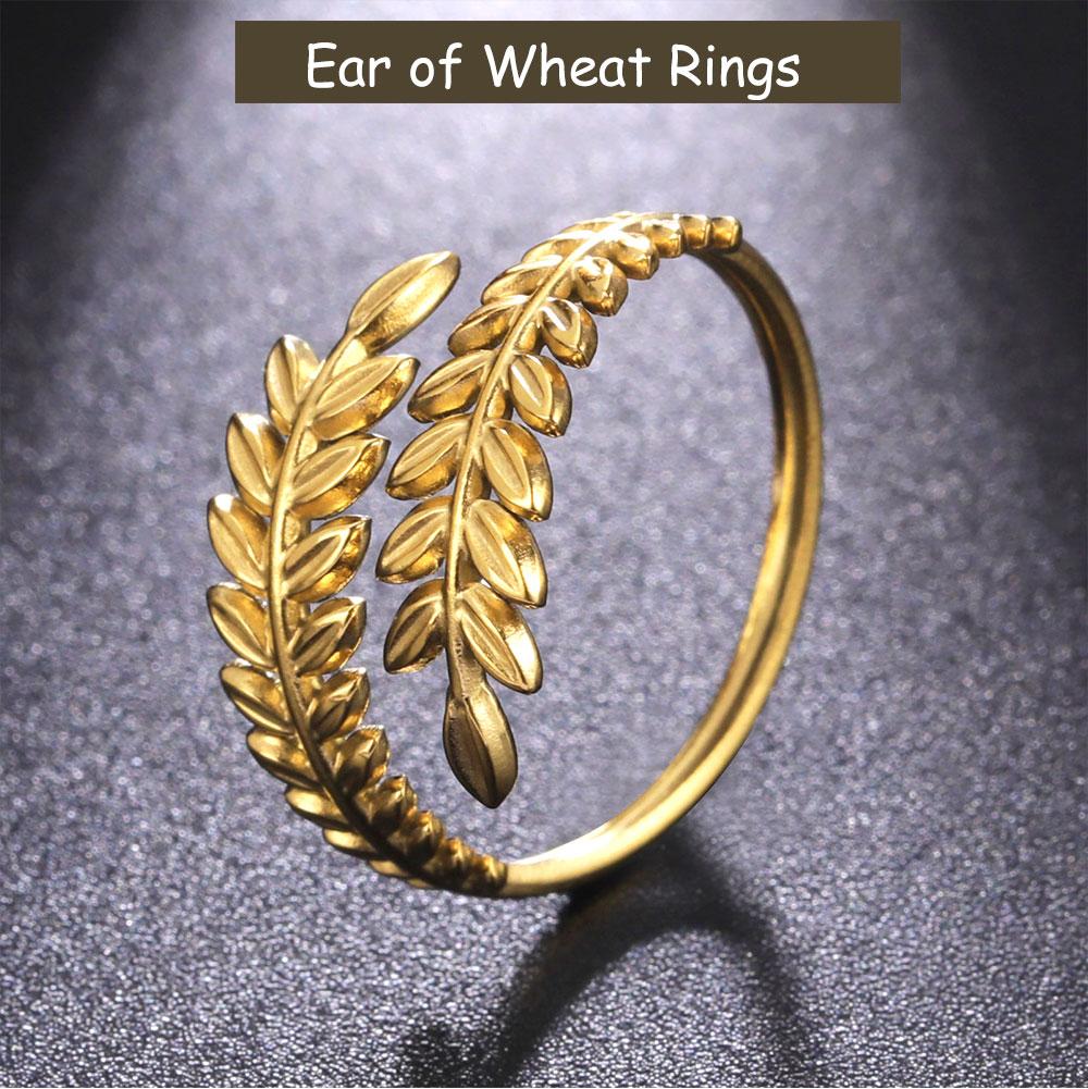 Cazador Ear of Wheat Leaves Open Rings for Women Stainless Steel Rings Jewelry Anniversary Birthday Wedding Gifts 2026 Trend