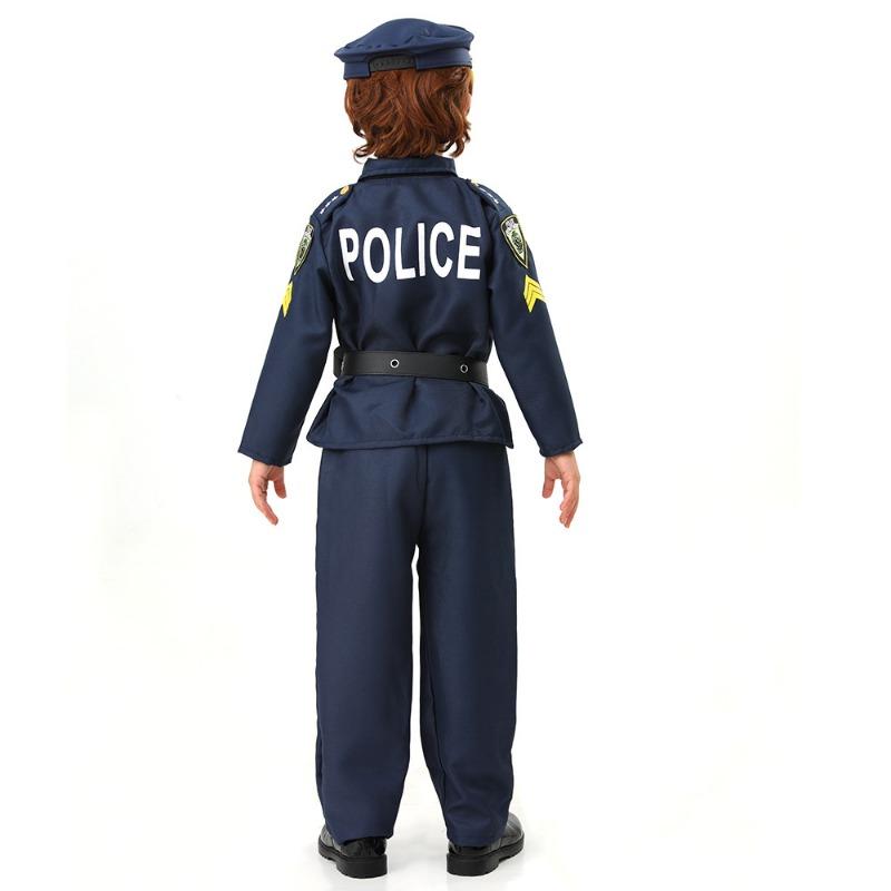 Kids Police Suit Boy Cosplay Kids Military Uniform Show Halloween Party Costume
