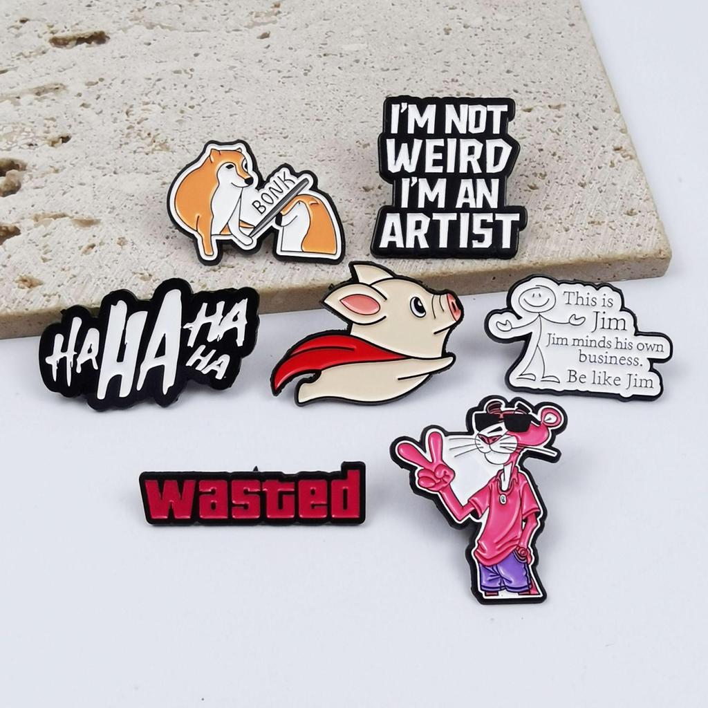 Fashionable Alloy Cartoon Animal Brooch - Geometric Badge for Backpacks