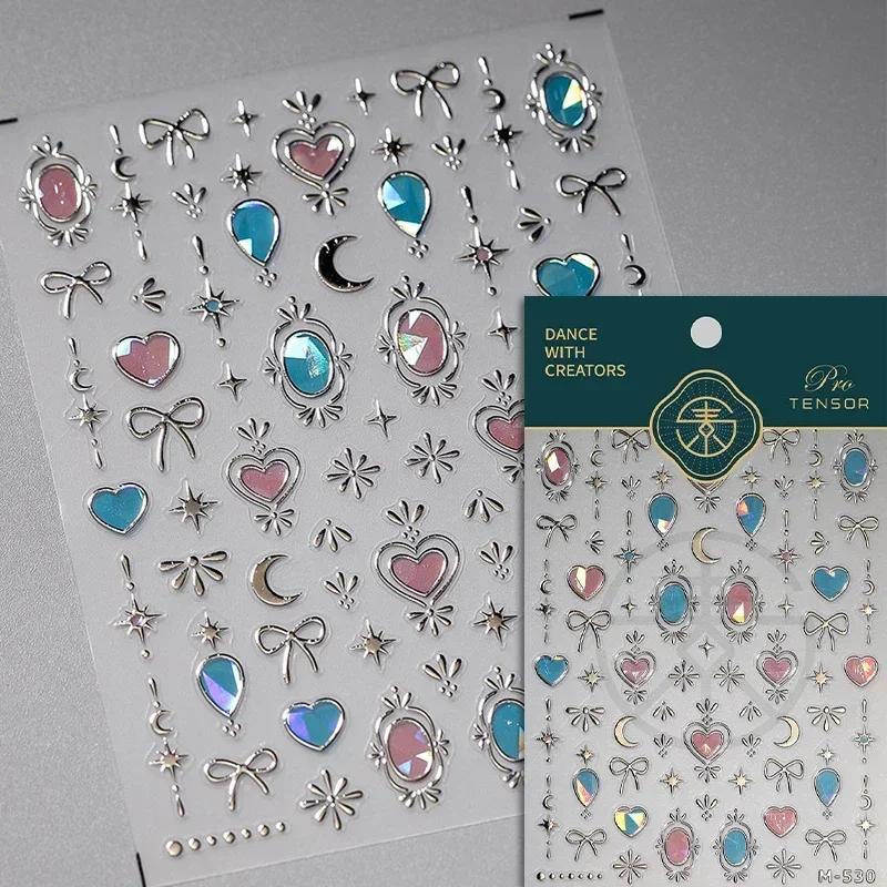 Cat's Eye 5D Gradient European Love Gem Wing Crystal Geometric Colorful Self Adhesive Nail Art Stickers Manicure Decals