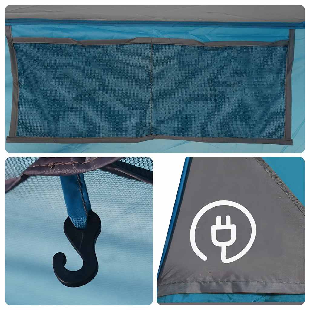 Family Tent with Porch 9 Person Capacity Blue Waterproof