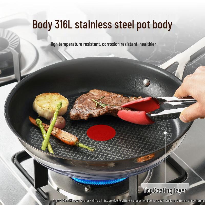 Sartén Antiadherente Tefal de Acero Inoxidable 316L con Thermo-Spot