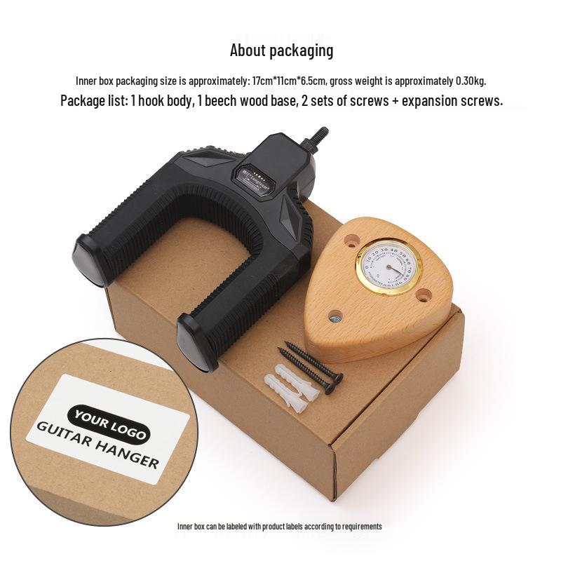 Beech Wood Guitar Hanger Wall Mount with Gravity Lock for Acoustic & Electric Instruments