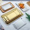 Gold Rectangular Stainless Steel Serving Tray