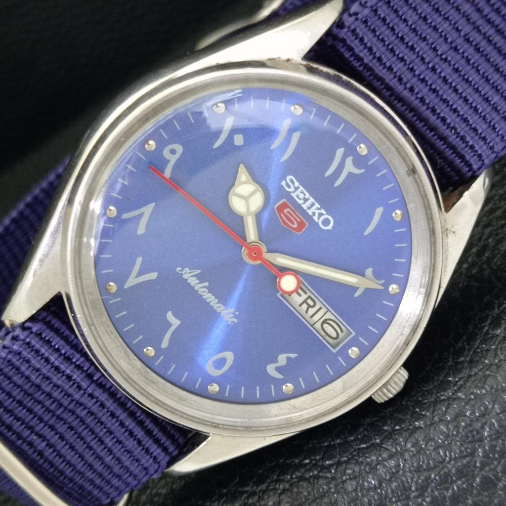 

VINTAGE SEIKO 5 AUTOMATIC 6309A JAPAN MENS ARABIC BLUE DIAL WATCH a701550-5 R206b-a701550