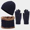 Autumn and Winter New Retro Twist Thickened Warm Hat Scarf Gloves Three-piece Hot-selling Cold-proof Set