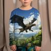 Korean Children's Clothing 2023 Kids Replica Brands 3d Print Animals Dinosaur Tops For Boys Fashion Autumn T-Shirt Full Sleeve