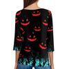 Dames T-shirt Tee Halloween Bedrukt Knoop 3/4 Mouw Tuniek Dagelijks Weekend Mode Basic V-hals Normale Top