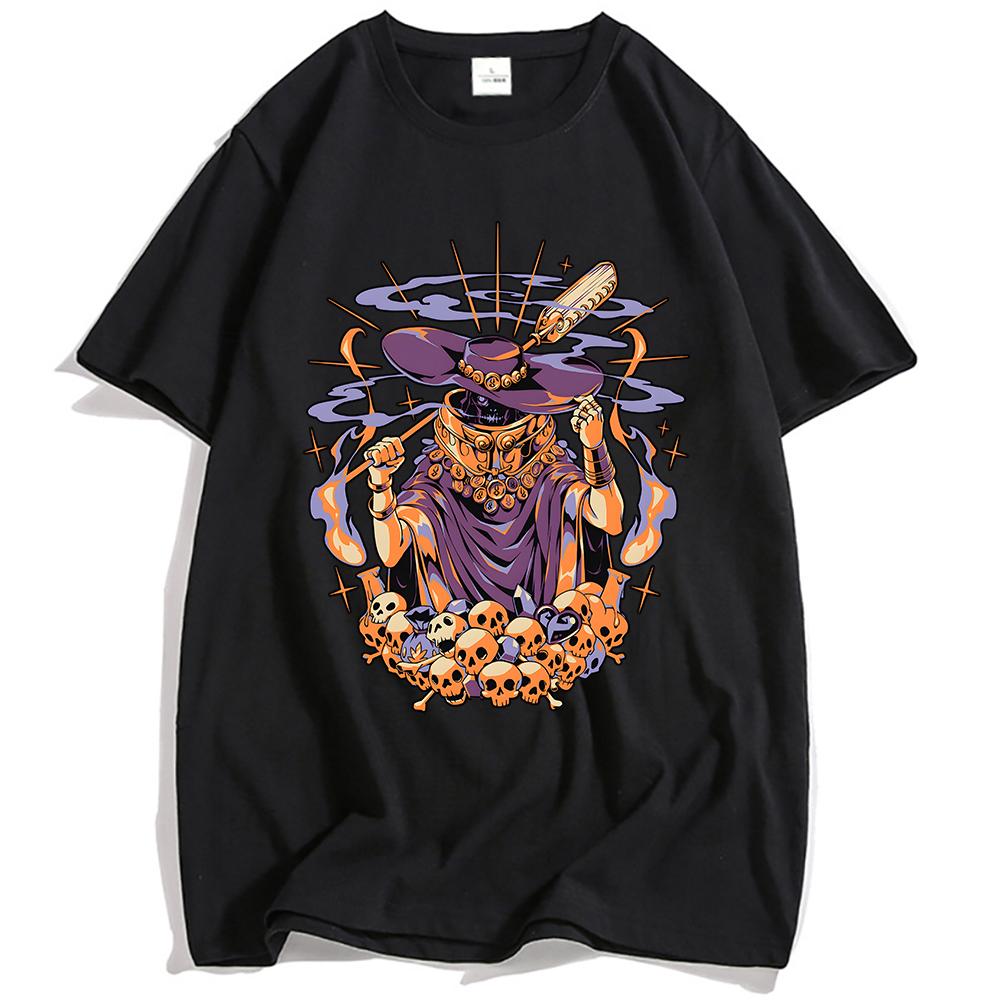 Mysterious Skeleton Mage Skull Graphic Print T-shirt S
