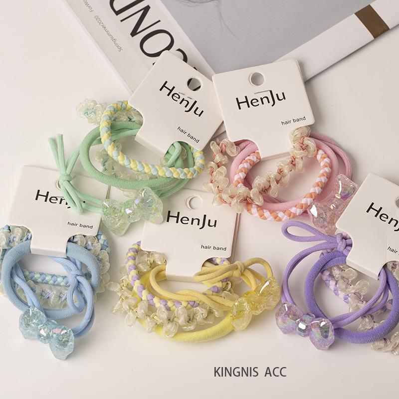 2025 Spring/Summer Crystal Candy Color Floral Spiral Hair Ties - Elegant, Sweet Telephone Cord Hair Accessories for Women