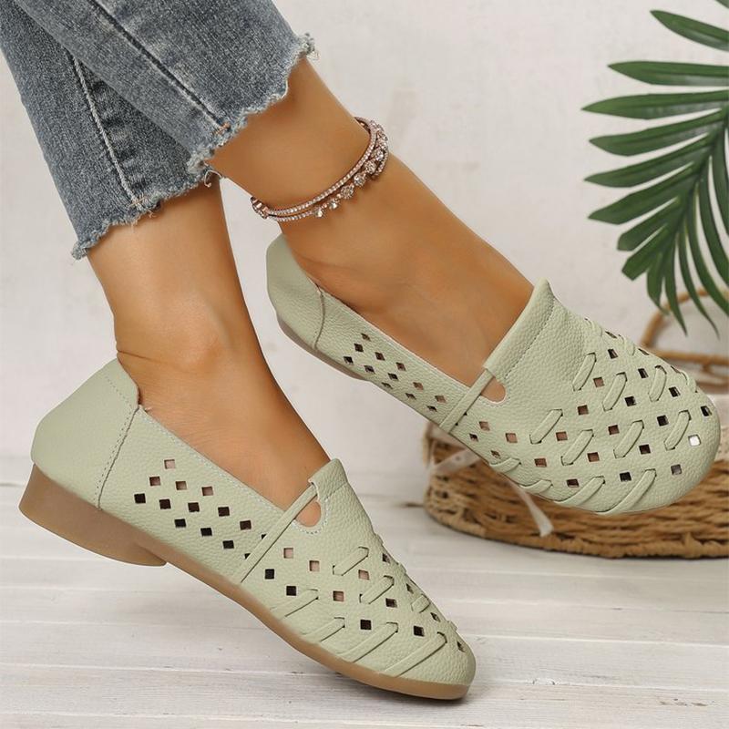 Fashion Concise Solid Hollow Flat Shoes for Women Summer Comfortable Shallow Women's Flat Shoes Slip On Walking Woman Flats Shoes