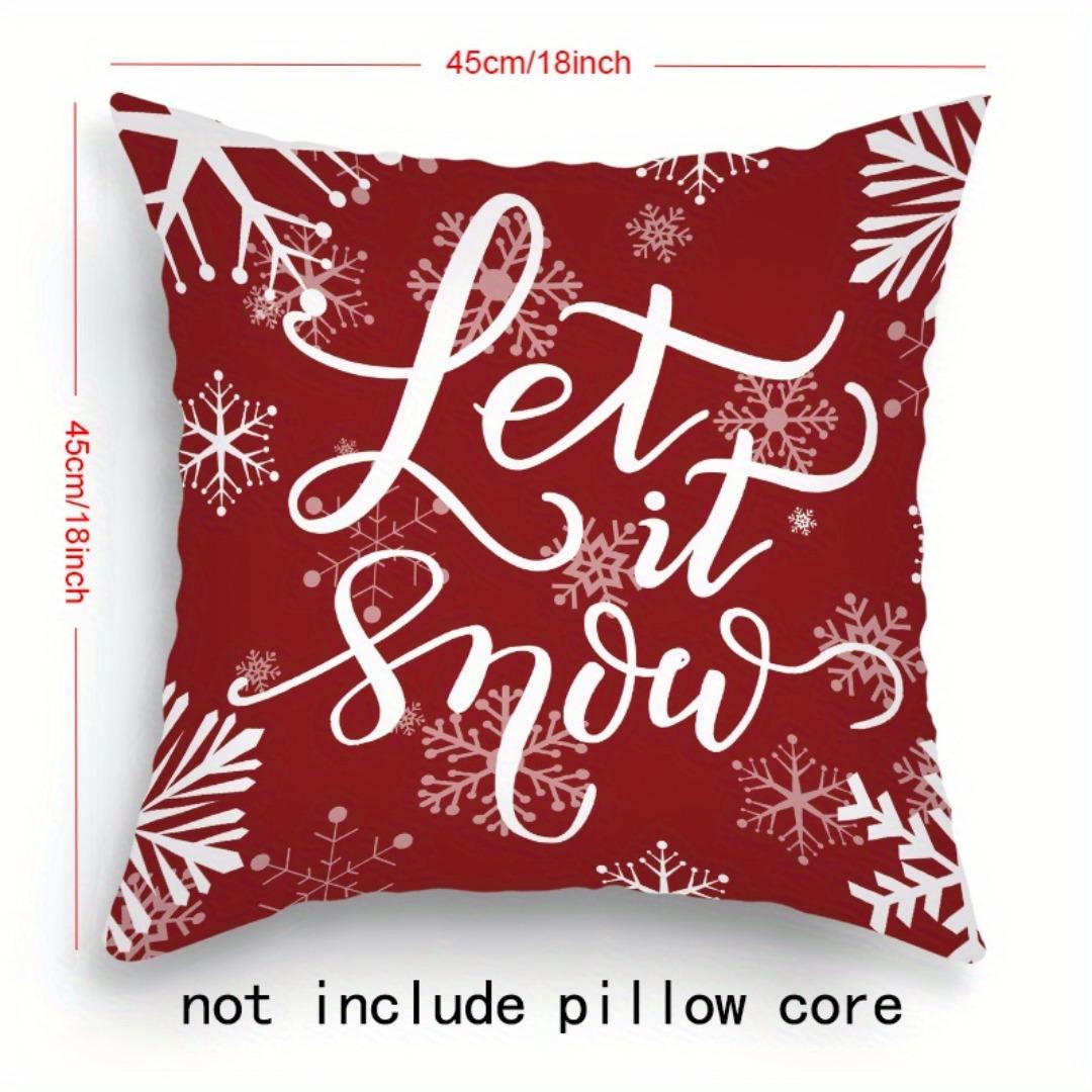 

1pc Red Marry Christmas Cushion Cover Snowflake Printed Cozy Durable Cover 2025 New for Home Ornament Xmas New Year Decoration 45x45cm