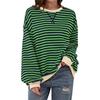 Autumn Winter Casual Loose Women's Cotton Sweatshirts Striped Pattern Crew Neck Full Sleeve Sports Hoodie