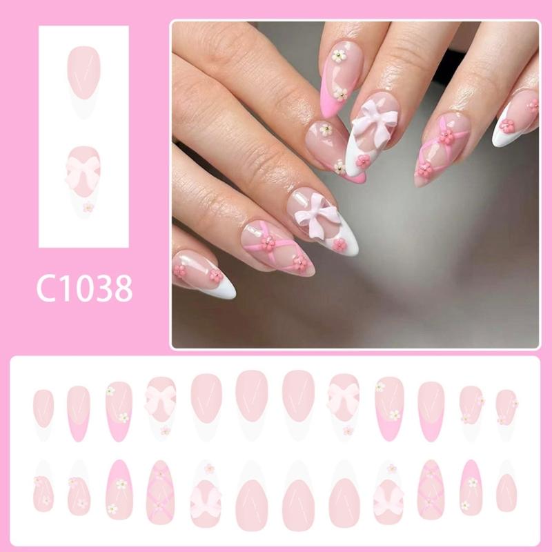 Mandel Aufklebe-Nägel Glänzend Falsche Nägel Aufklebe-Nägel in 12 Größen, 24 Stück Französische Nagelspitzen für DIY Nagelkunst Dekorationen