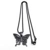 Gothic Black Butterfly Hollow Pendant Necklace for Women Men Stainless Steel Carving Flower Rose Insect Necklaces Jewelry N6121