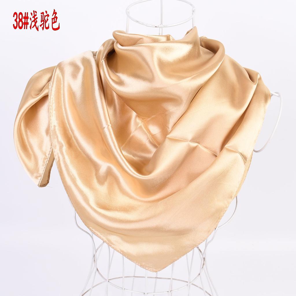 Solid Color Silk Scarf Square 90*90 Headscarf Foulard Satin Bandana Cheveux Neckerchief Hijab Accessoires For Woman Hair Scarf