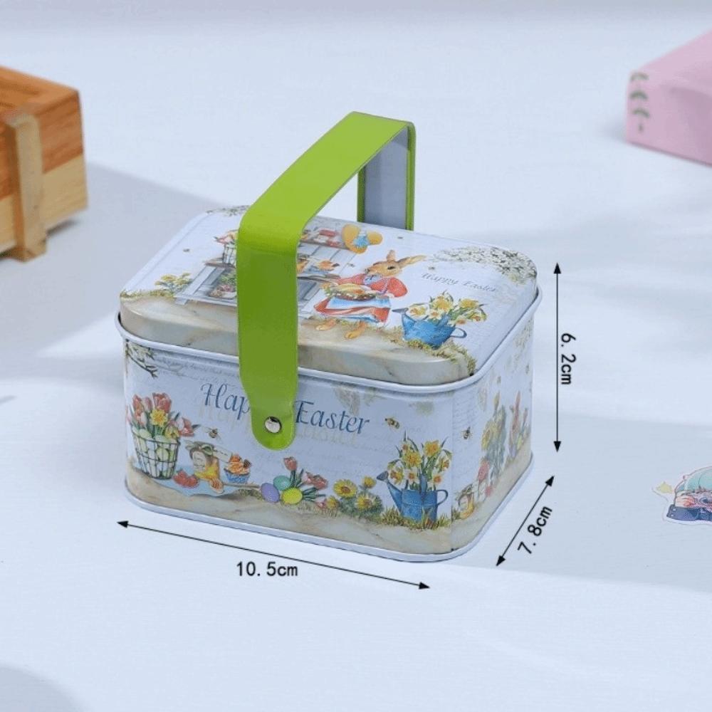 Griffdesign Ostereier-Hase-Box Dekorative Hülle Blechmaterial Süßigkeiten-Keks-Box Oster-Thema Leere Box Geschenkverpackungsbox