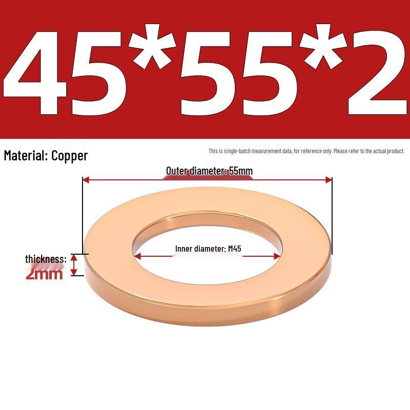 Marine Instrument Copper Gasket Ring: Pure Red Copper Sealing Washer, M3-M60mm.