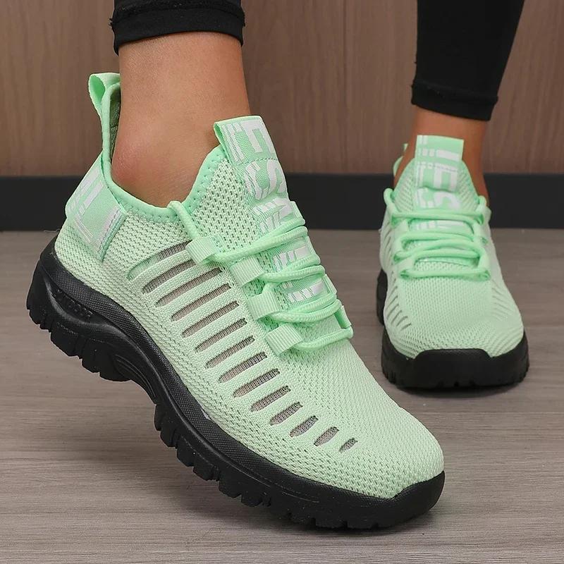 Damenmode Laufschuh Atmungsaktiv Leichtgewicht Gepolsterte Sohle Sport Fitnessstudio Outdoor Trainings-Sneaker Schnelltrocknend De Mujer